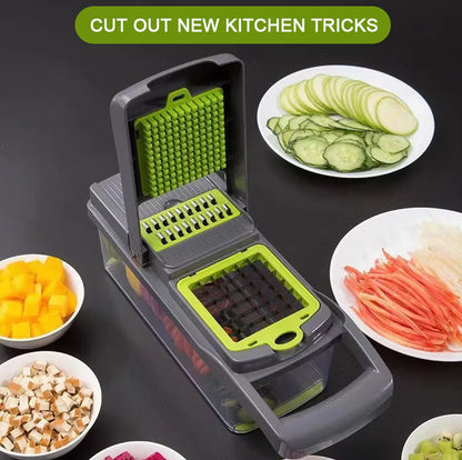 PICADORA DE VERDURAS 15 EN 1 CON 8 CUCHILLAS REEMPLAZABLES