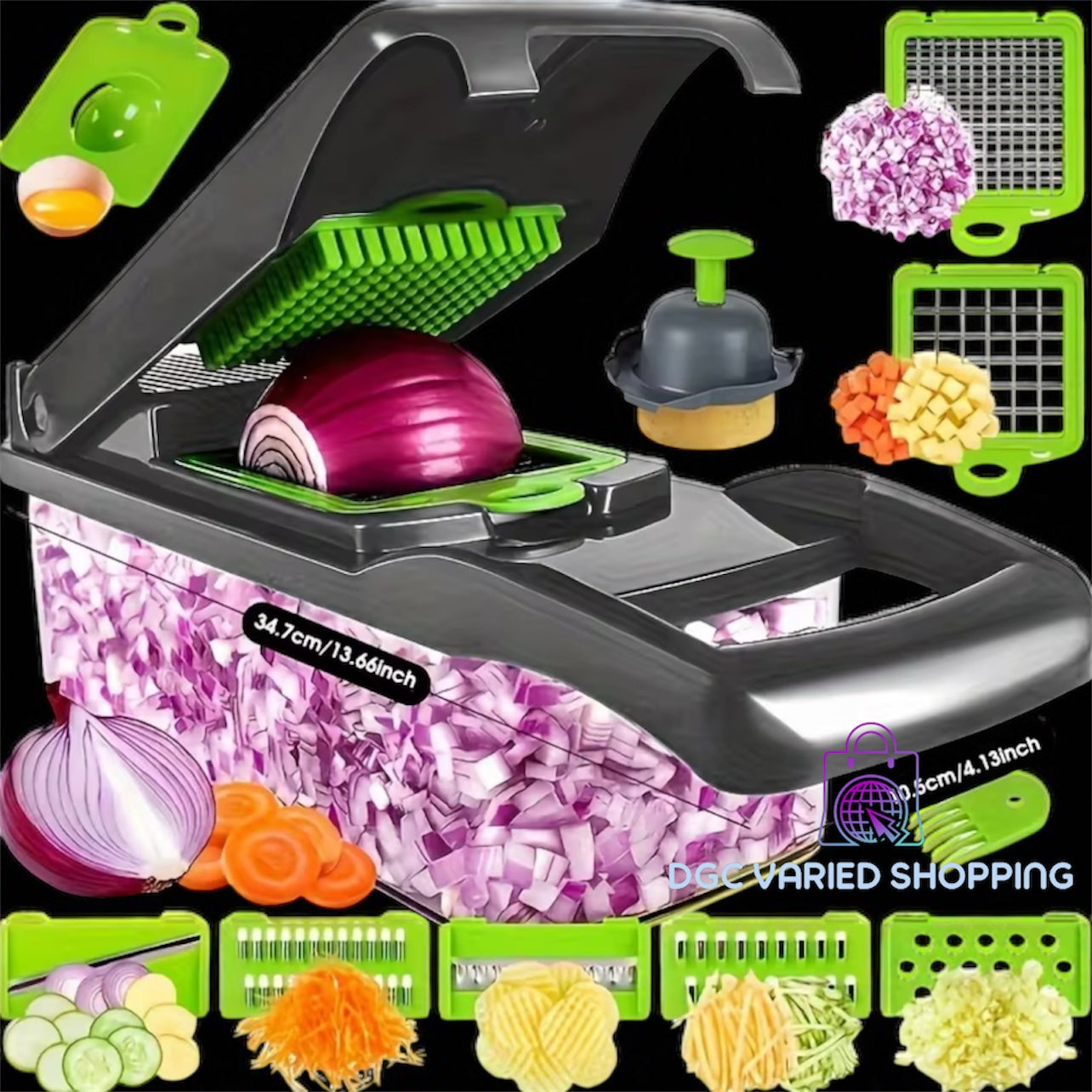 PICADORA DE VERDURAS 15 EN 1 CON 8 CUCHILLAS REEMPLAZABLES