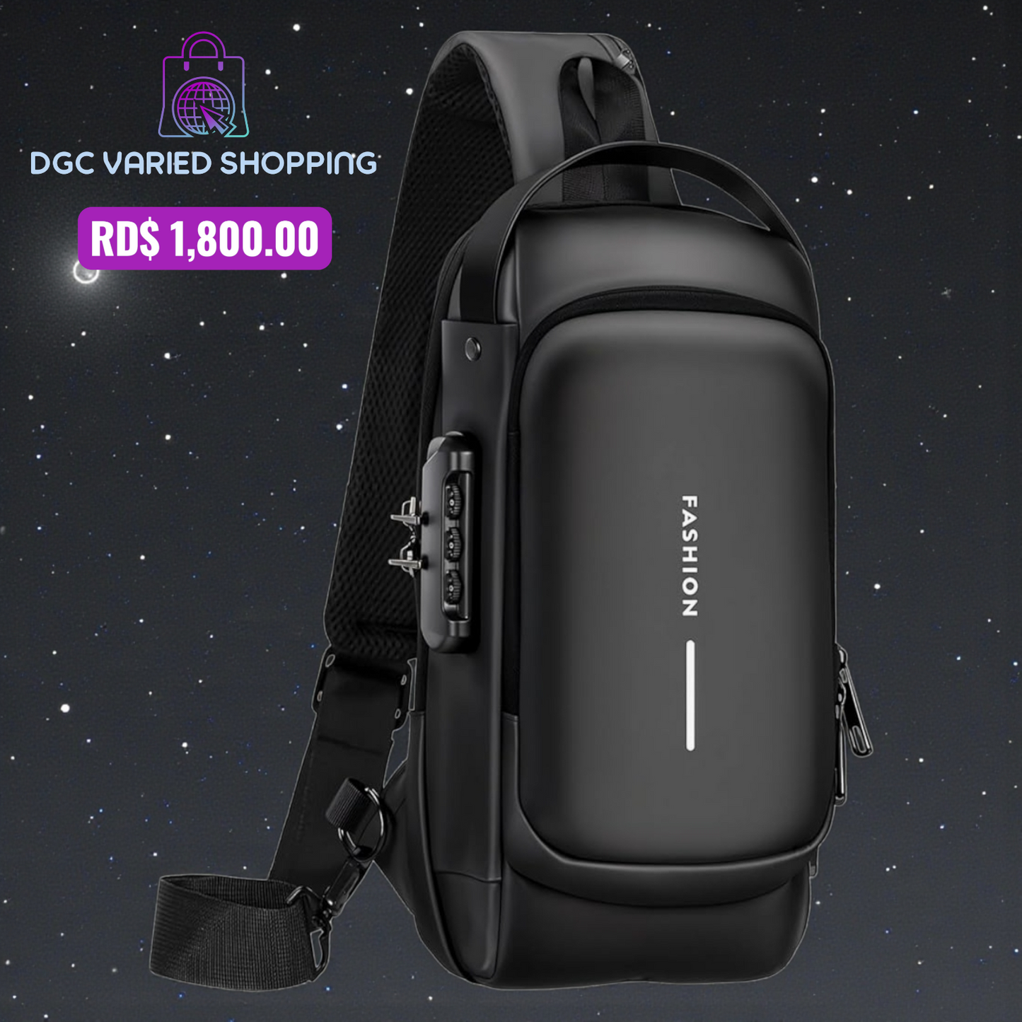 BOLSO IMPERMEABLE PARA HOMBRES, MOCHILA PARA HOMBROS, COLOR NEGRO, ANTIRROBO.