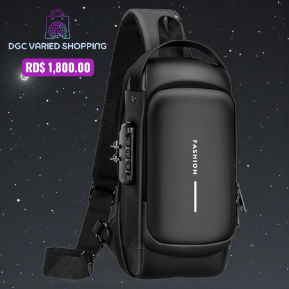 BOLSO IMPERMEABLE PARA HOMBRES, MOCHILA PARA HOMBROS, COLOR NEGRO, ANTIRROBO.